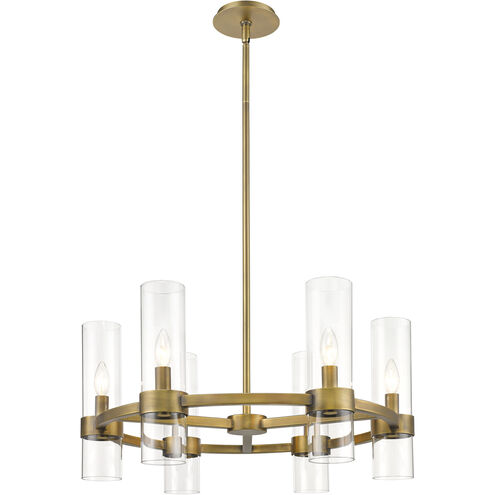 Datus 6 Light 26 inch Rubbed Brass Chandelier Ceiling Light