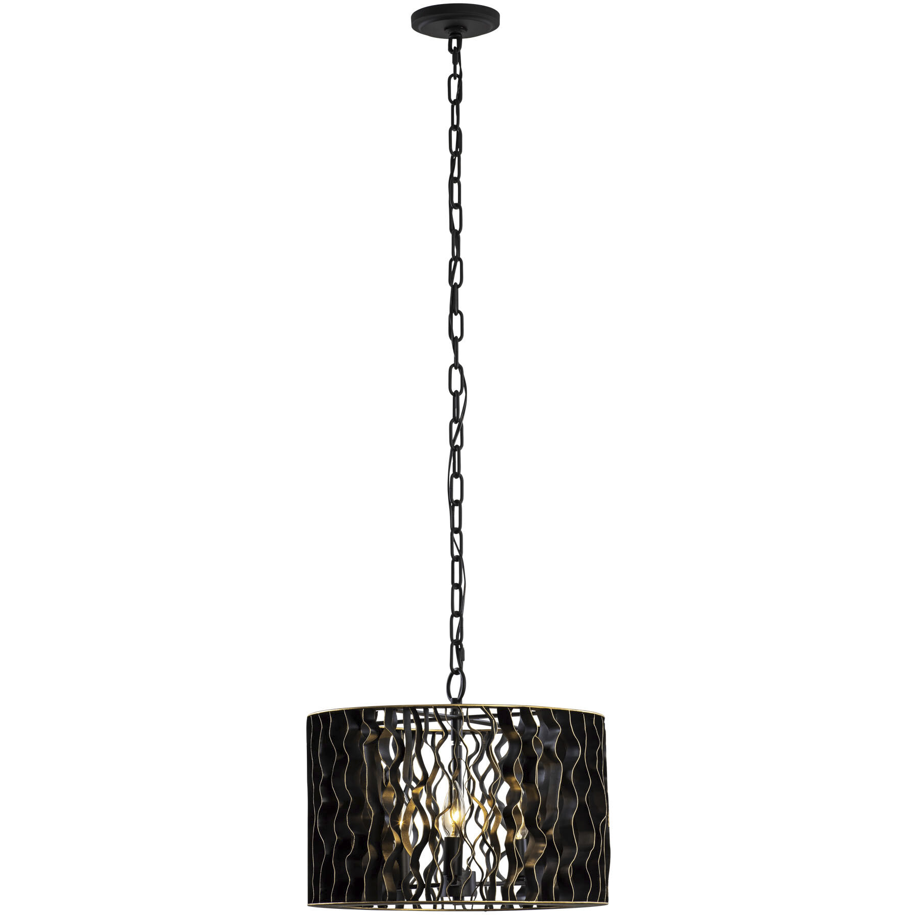 Estela 3 Light 16 inch Matte Black and French Gold Pendant Ceiling Light, Semi-Flush Convertible, Smithsonian Collaboration