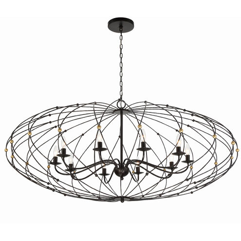 Zucca 10 Light 58 inch English Bronze and Antique Gold Chandelier Ceiling Light