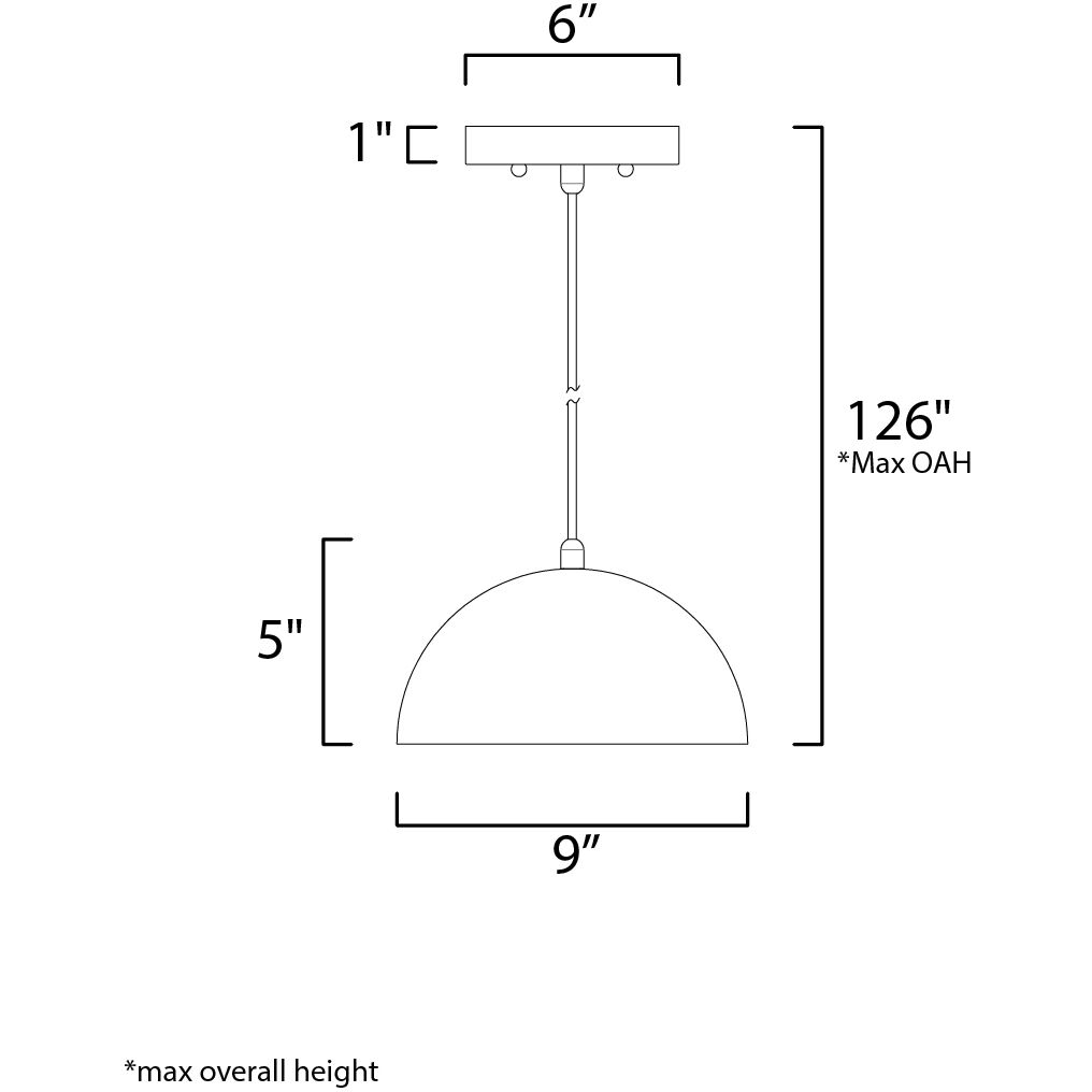 Hemisphere LED 9 inch Gloss Black and Aluminum Single Pendant Ceiling Light