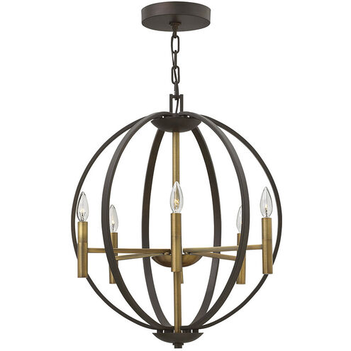 Euclid 6 Light 21.25 inch Spanish Bronze with Heirloom Brass Indoor Chandelier Ceiling Light