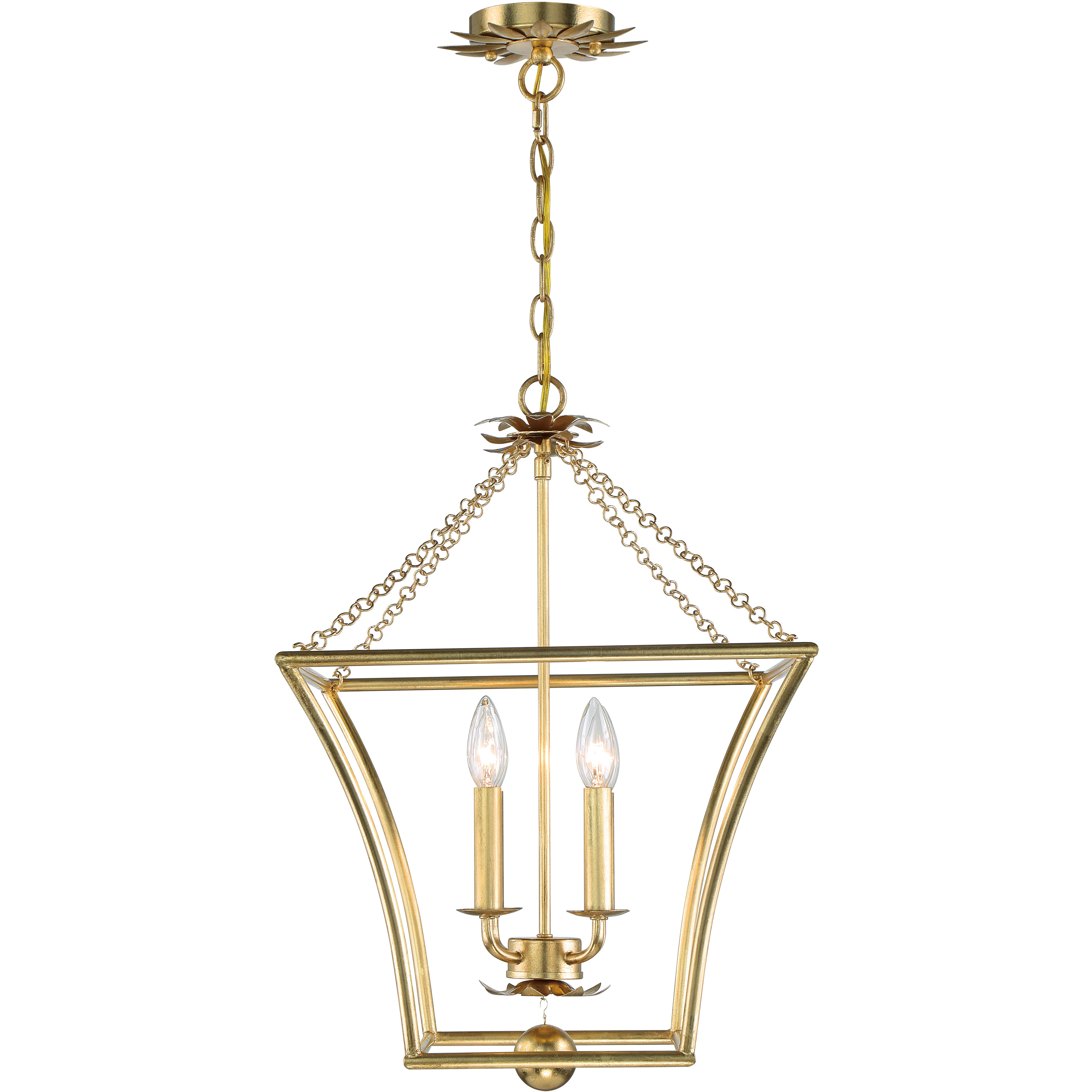 Broche 4 Light 16 inch Antique Gold Lantern Chandelier Ceiling Light