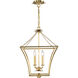Broche 4 Light 16 inch Antique Gold Lantern Chandelier Ceiling Light
