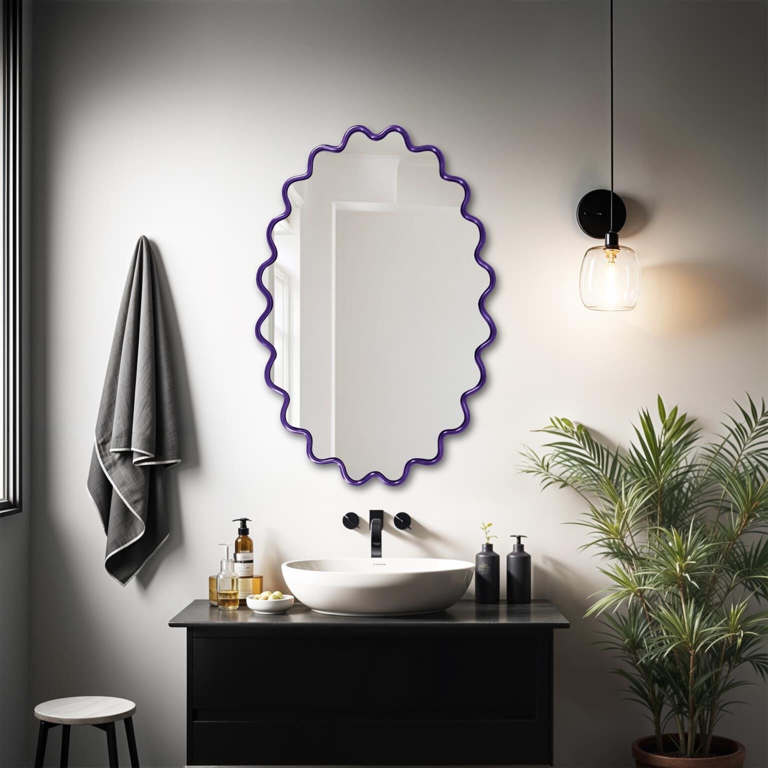 Cloud 36 X 24 inch Royal Purple Mirror