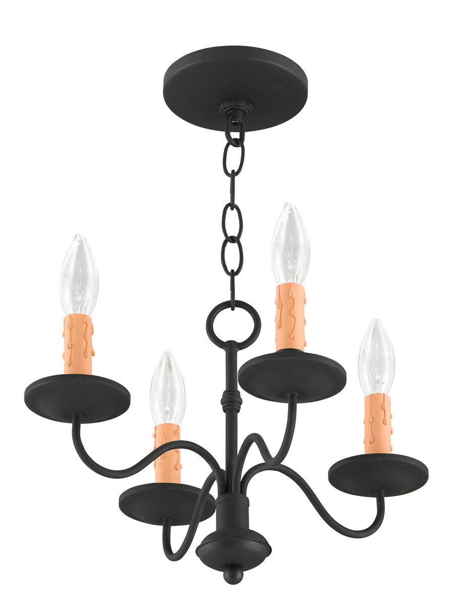 Heritage 4 Light 15 inch Black Mini Chandelier Ceiling Light