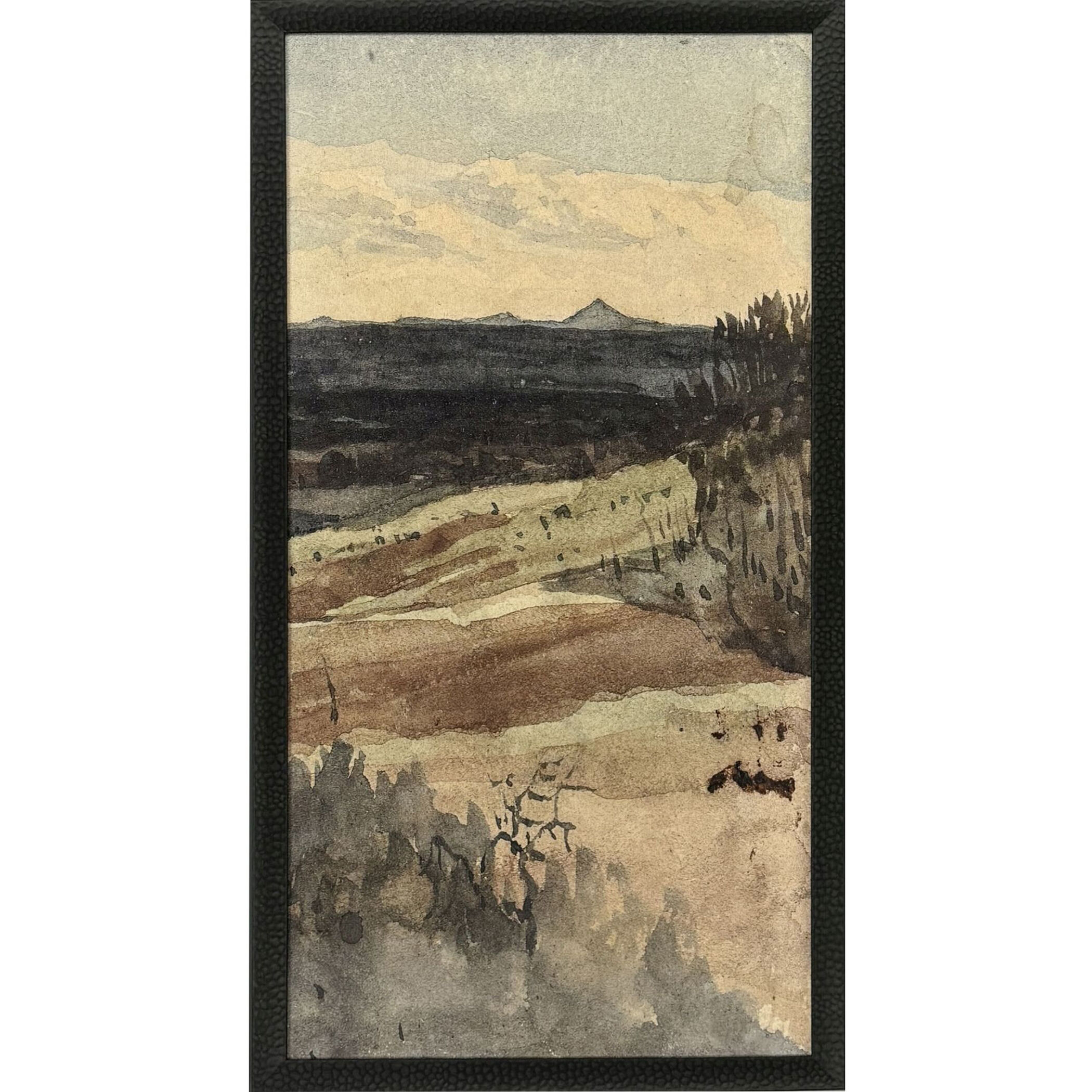 Rolling Fields Green and Brown and Multi and Rust Framed Art