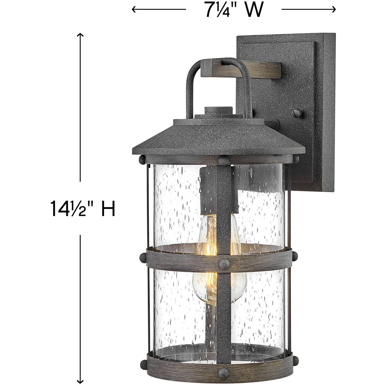 Estate Series Lakehouse LED 15 inch Aged Zinc with Driftwood Gray Outdoor Wall Mount Lantern, Small
