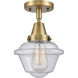 Franklin Restoration Small Oxford LED 7.5 inch Brushed Brass Flush Mount Ceiling Light in Seedy Glass