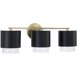 Weller 3 Light 24.25 inch Matte Brass and Black Vanity Light Wall Light