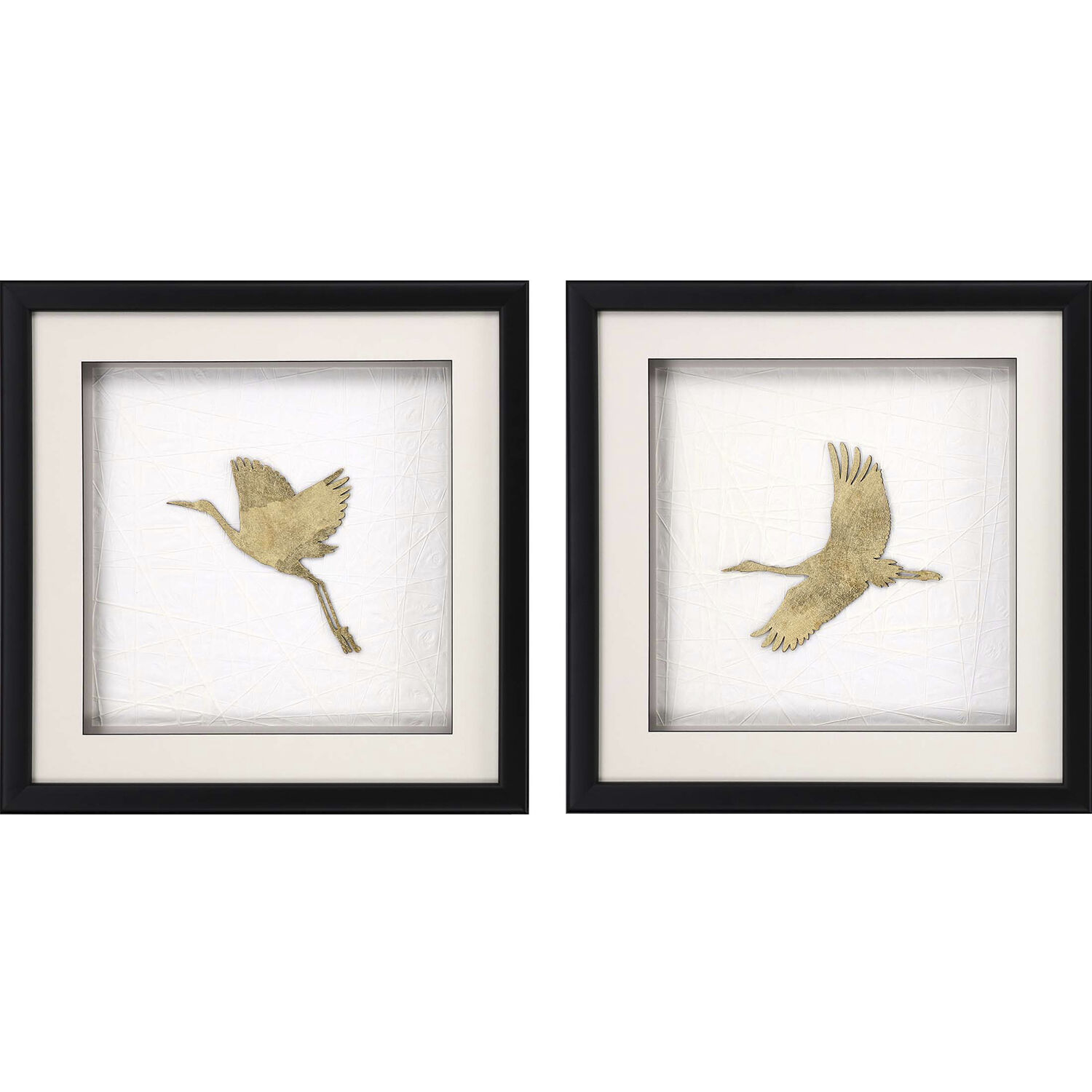 Flight of Gold Metallic and Black and White Framed Art, The Studio