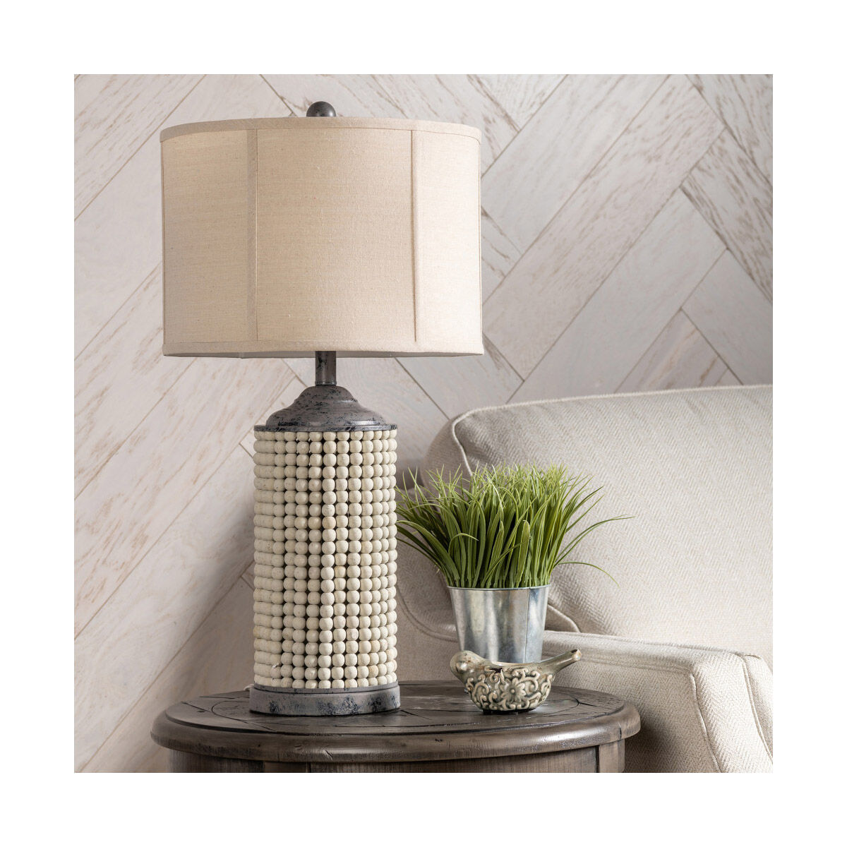Amelia 28.5 inch 150 watt Handfinished Natural and Gray Table Lamp Portable Light