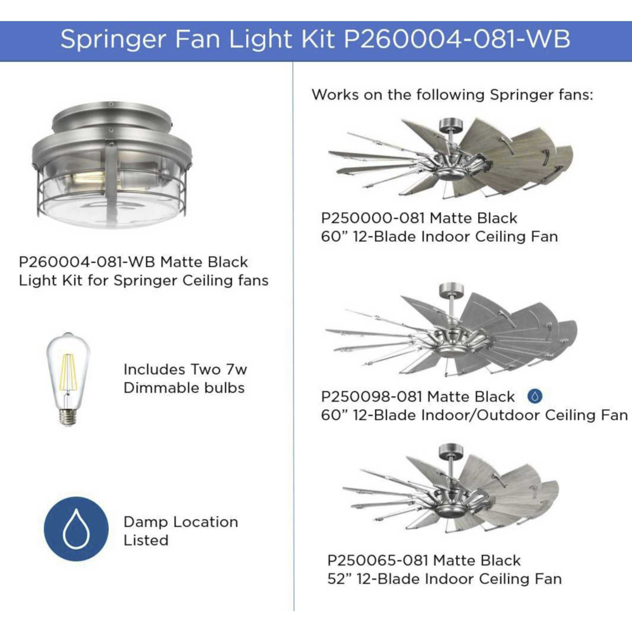 Springer II LED Antique Nickel Fan Light Kit