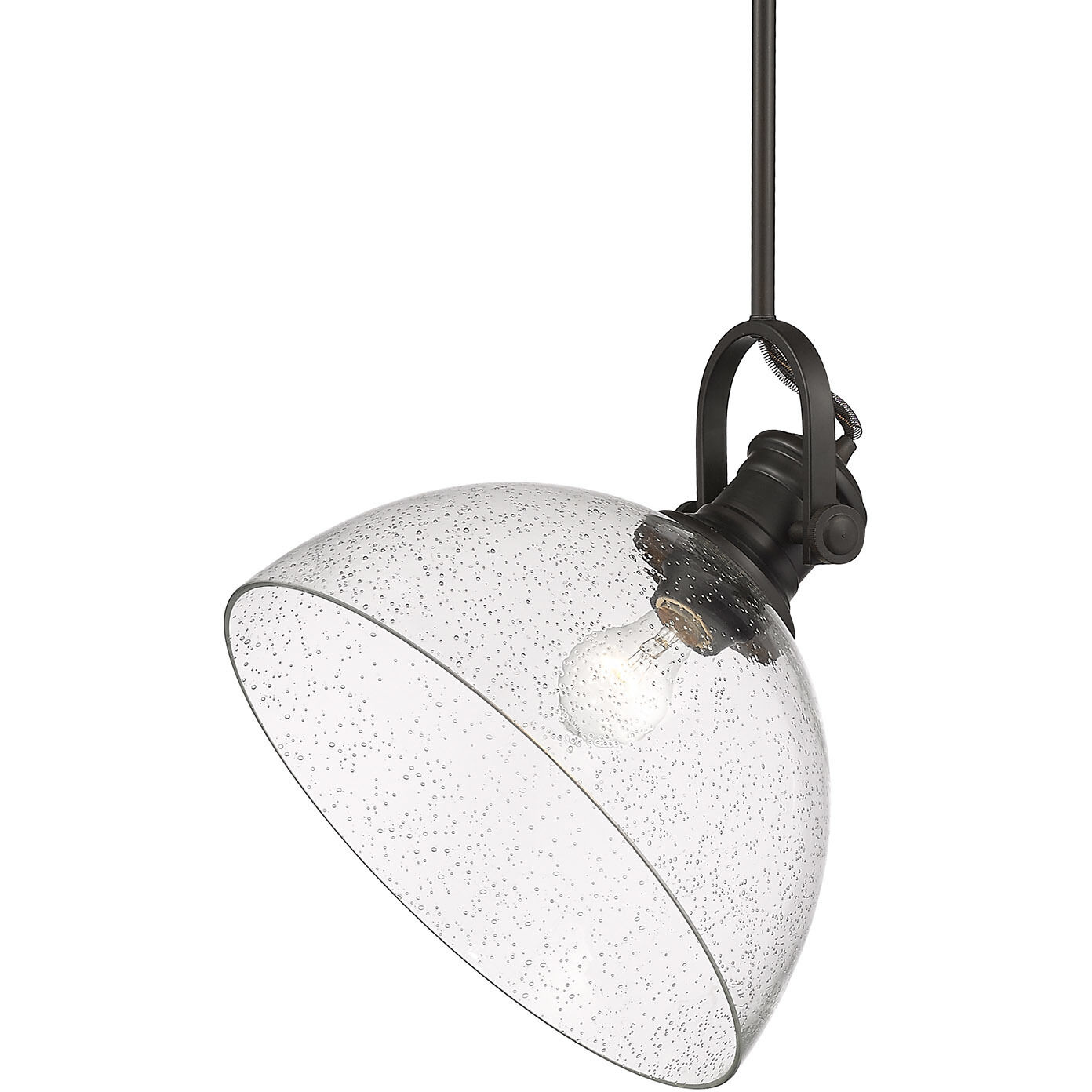 Yep Hines Pendant Ceiling Light in Rubbed Bronze, Seeded Glass, Large