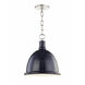 Blair 1 Light 11 inch Polished Nickel Pendant Ceiling Light in Navy Metal