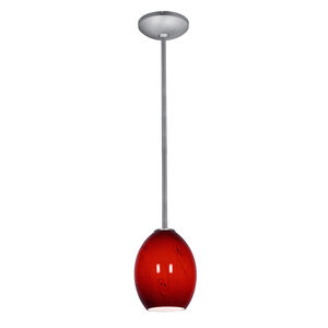 Brandy FireBird LED 6 inch Brushed Steel Pendant Ceiling Light in Red Sky