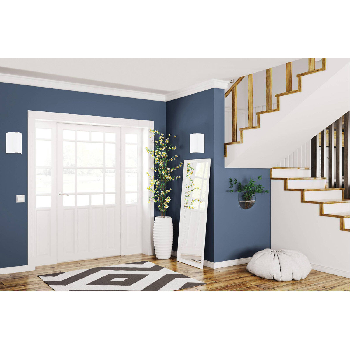 Grafik LED 6.89 inch Silver ADA Wall Light, White Glass