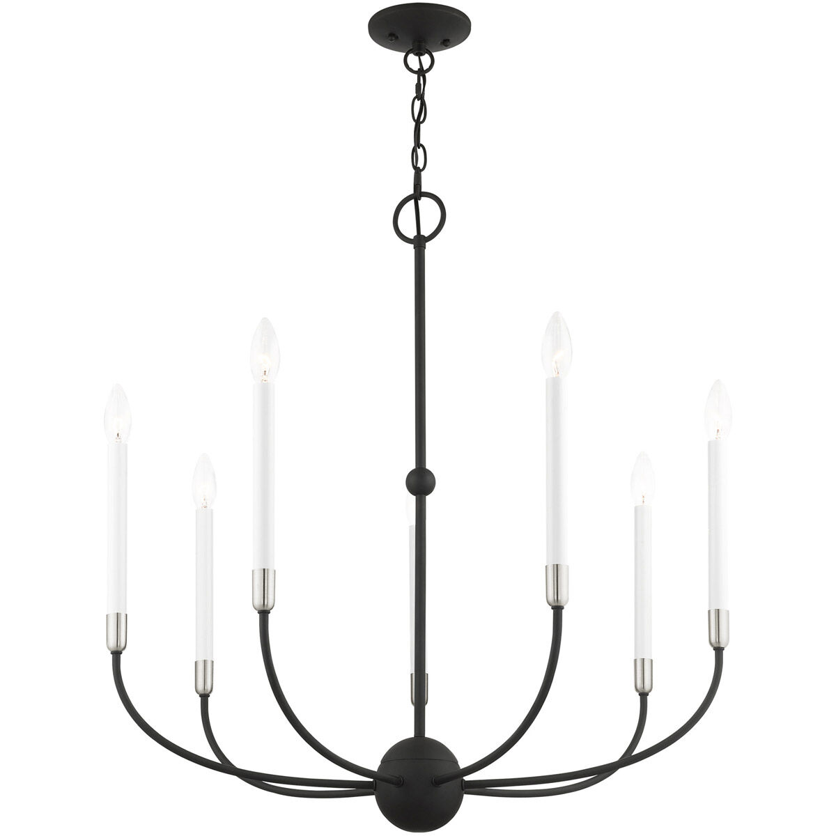 Clairmont 7 Light 28 inch Black with Brushed Nickel Accents Chandelier Ceiling Light