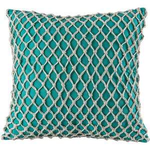 Cassio 20 X 20 inch Crema with Teal Pillow, Cover Only