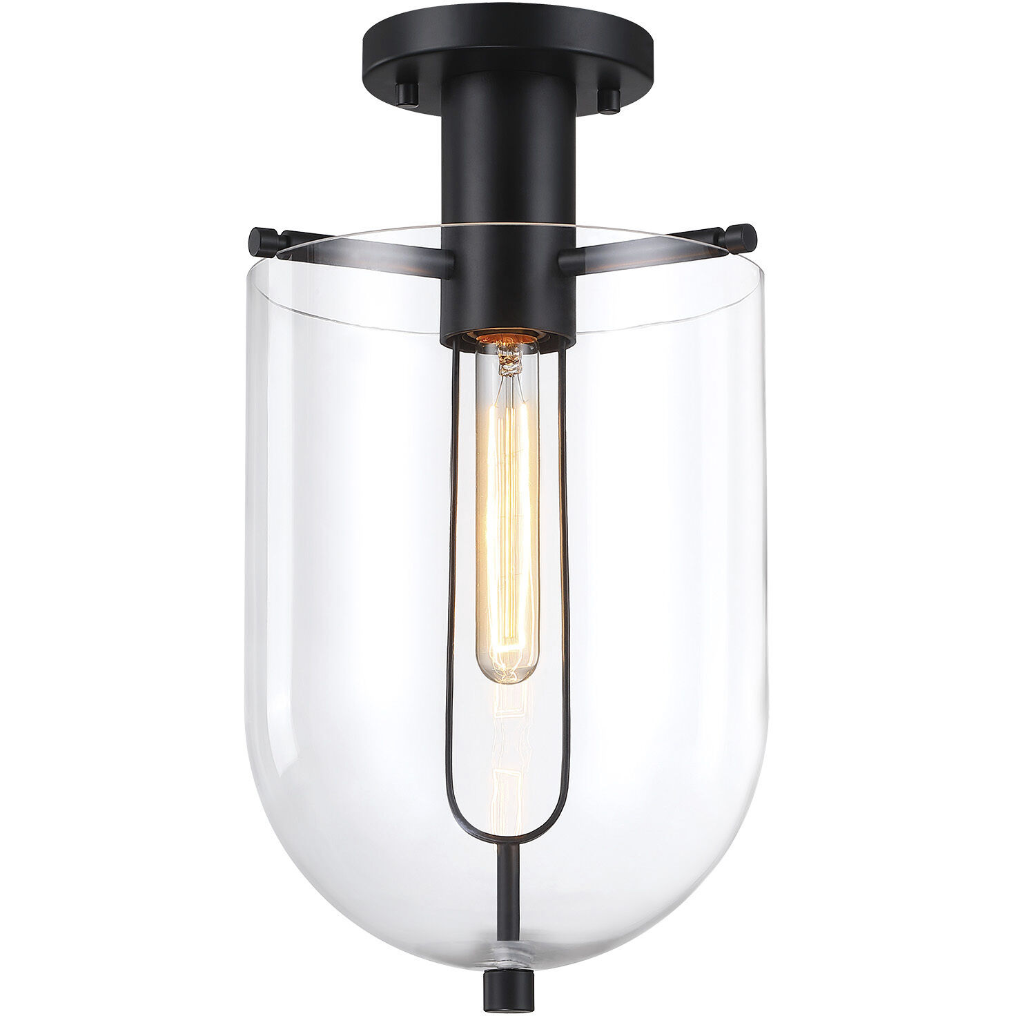 Skylar LED 10 inch Matte Black Semi-Flush Mount Ceiling Light