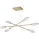 Rock Crystal LED Gilded Brass Linear Multi-Pendant Ceiling Light in 3000K LED, Clear, Triple Moda