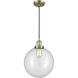 Franklin Restoration Beacon 1 Light 12 inch Antique Brass Mini Pendant Ceiling Light in Incandescent, Clear, Franklin Restoration