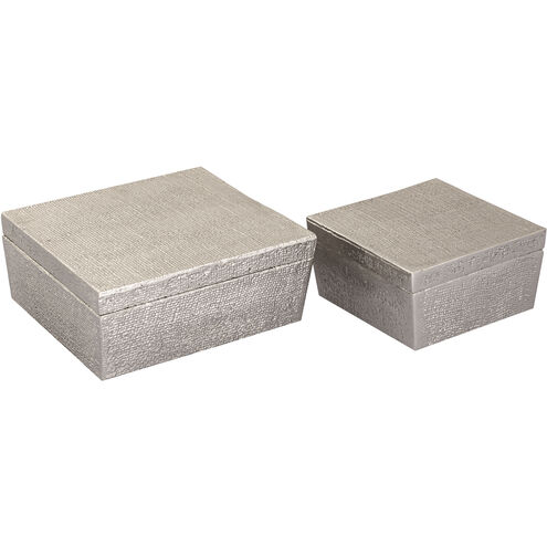 Square Linen 11 X 11 inch Antique Nickel Box, Large