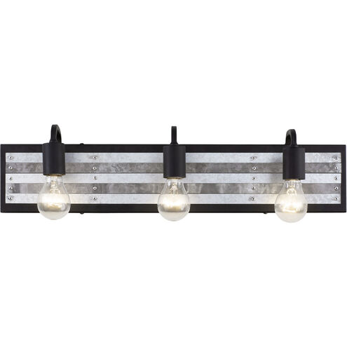 Abbey Rose 3 Light 26 inch Black and Galvanized Bath Vanity Light Wall Light