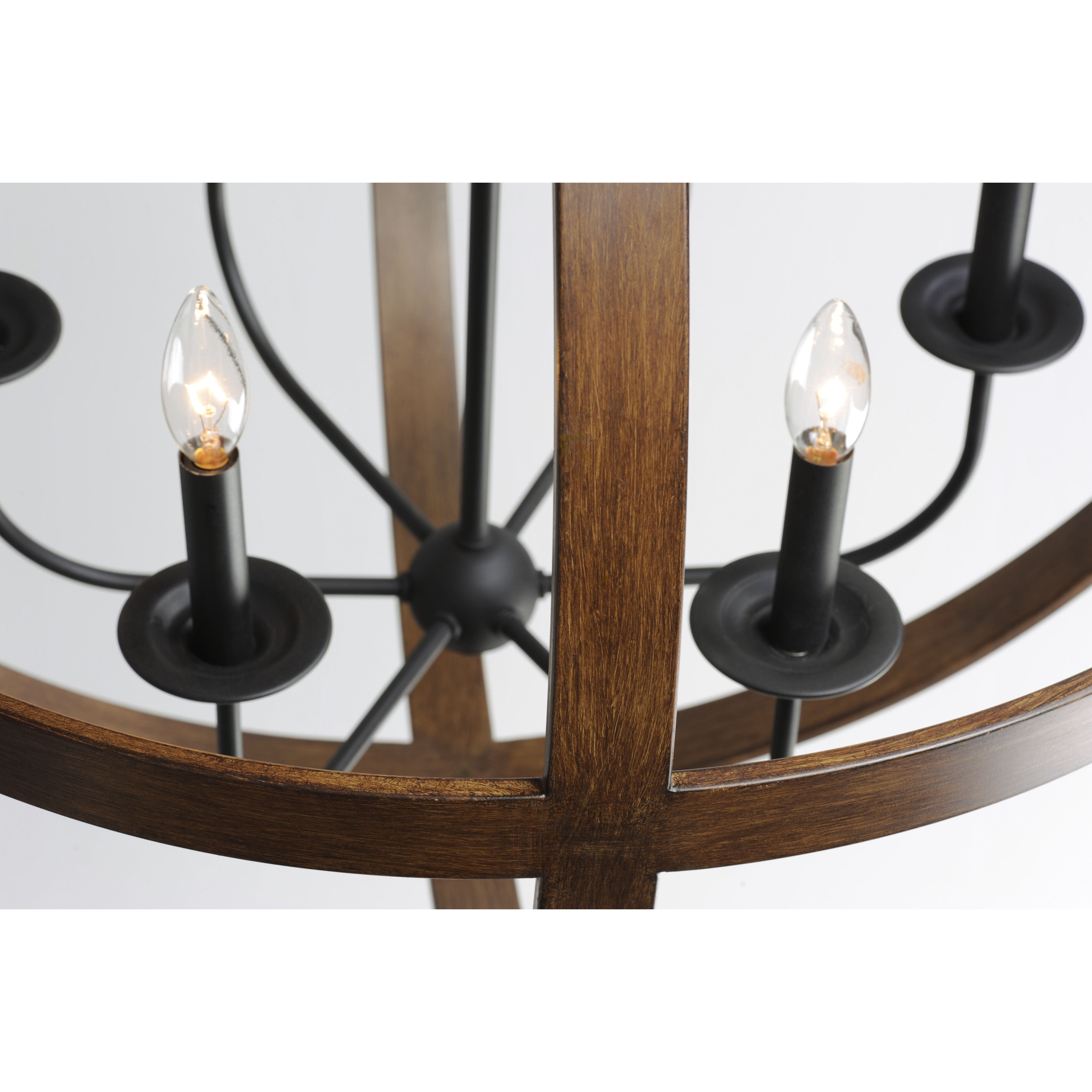 Compass 6 Light 30 inch Antique Pecan/Black Single Pendant Ceiling Light in Antique Pecan and Black