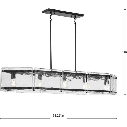 Rivera 5 Light 51.25 inch Matte Black Linear Chandelier Ceiling Light, Design Series