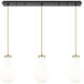 Owego 3 Light 36.63 inch Champagne Bronze Linear Pendant Ceiling Light in Gloss White Glass