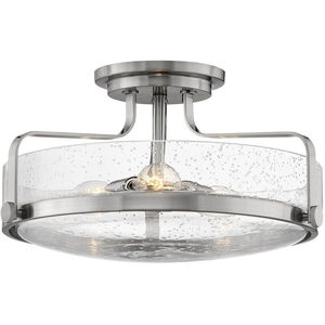 Harper LED 18 inch Brushed Nickel Indoor Semi-Flush Mount Ceiling Light in Clear Seedy