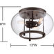 Farmhouse 3 Light 13 inch Oil Rubbed Bronze Outdoor Flush Mount