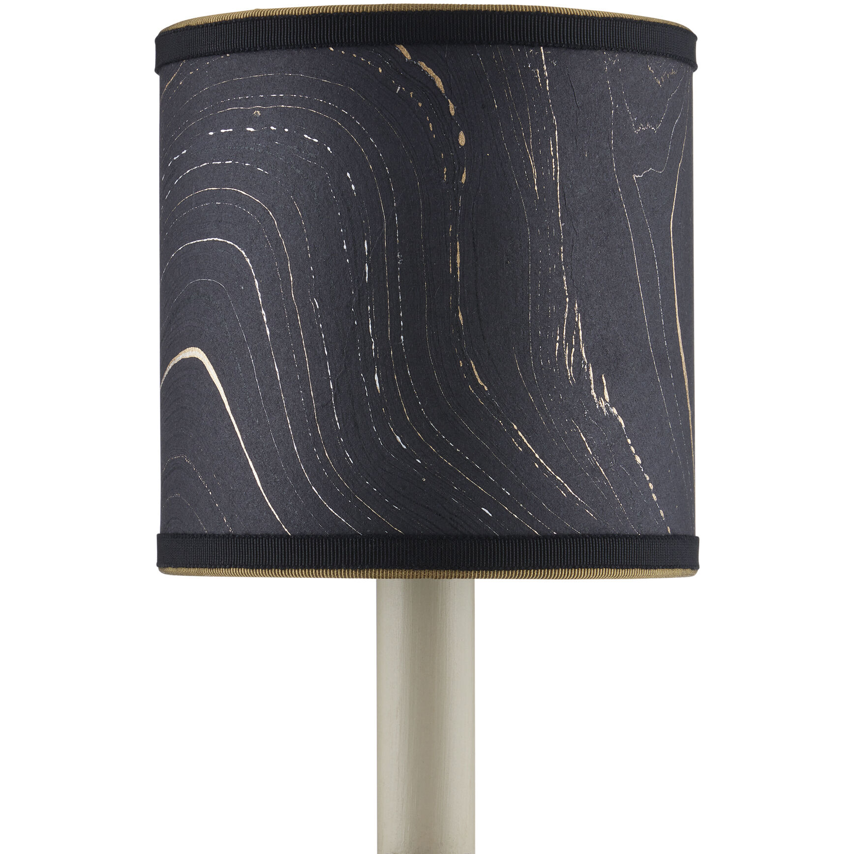 Marble Paper Black and Gold with Silver Drum Chandelier Shade