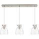 Newton Bell 3 Light 39.75 inch Brushed Satin Nickel Linear Pendant Ceiling Light in Clear Glass