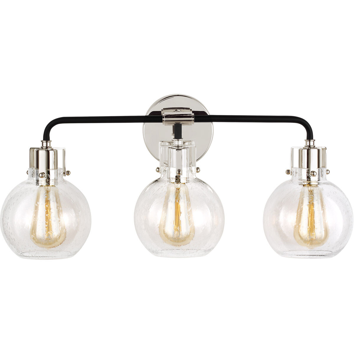 Sean Lavin Clara Vanity Light Wall Light in Polished Nickel / Textured Black