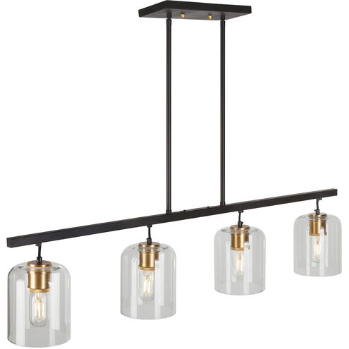 Tyrone 4 Light 42 inch Black and Soft Gold Linear Chandelier Ceiling Light