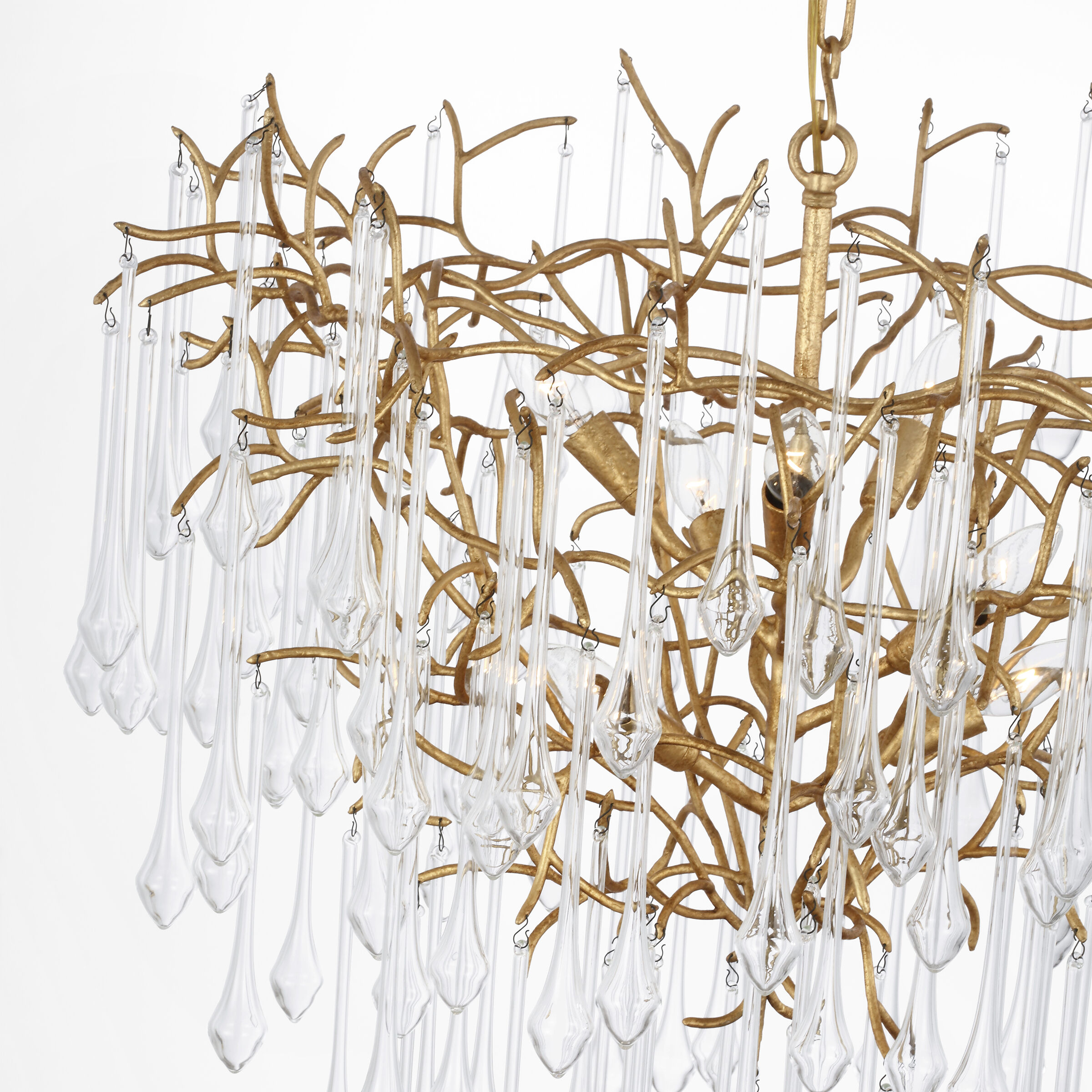 Julie Neill Rayne LED 32 inch Gilded Iron Chandelier Ceiling Light