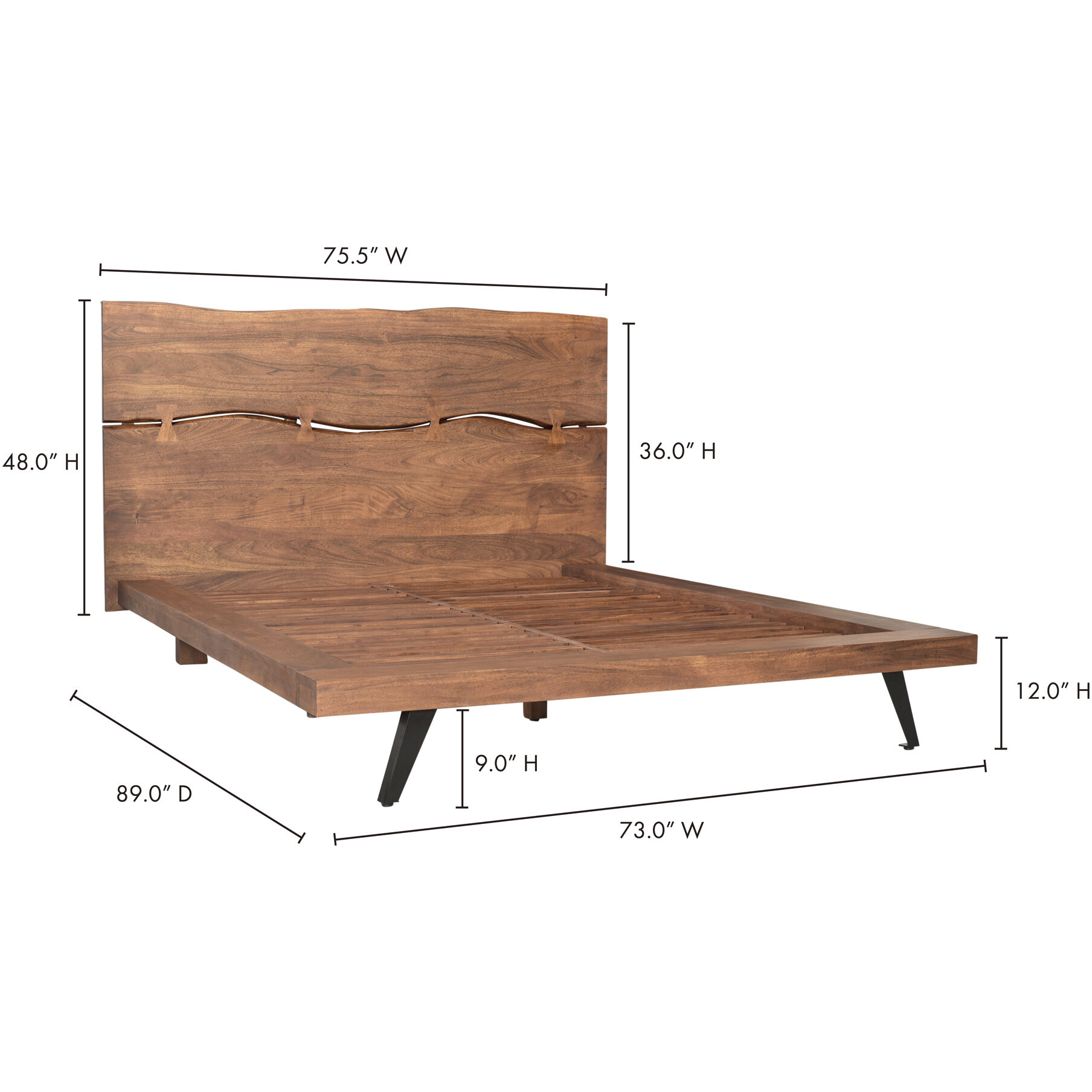 Madagascar Brown Bed, Platform Queen