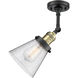 Franklin Restoration Small Cone 1 Light 6 inch Black Antique Brass Semi-Flush Mount Ceiling Light in Seedy Glass, Franklin Restoration