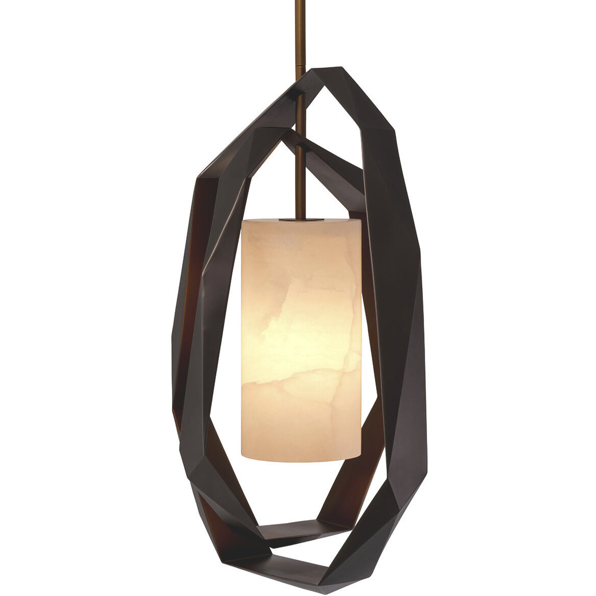 Santos 1 Light 20.08 inch Gunmetal with Antique Brass with Alabaster Chandelier Ceiling Light