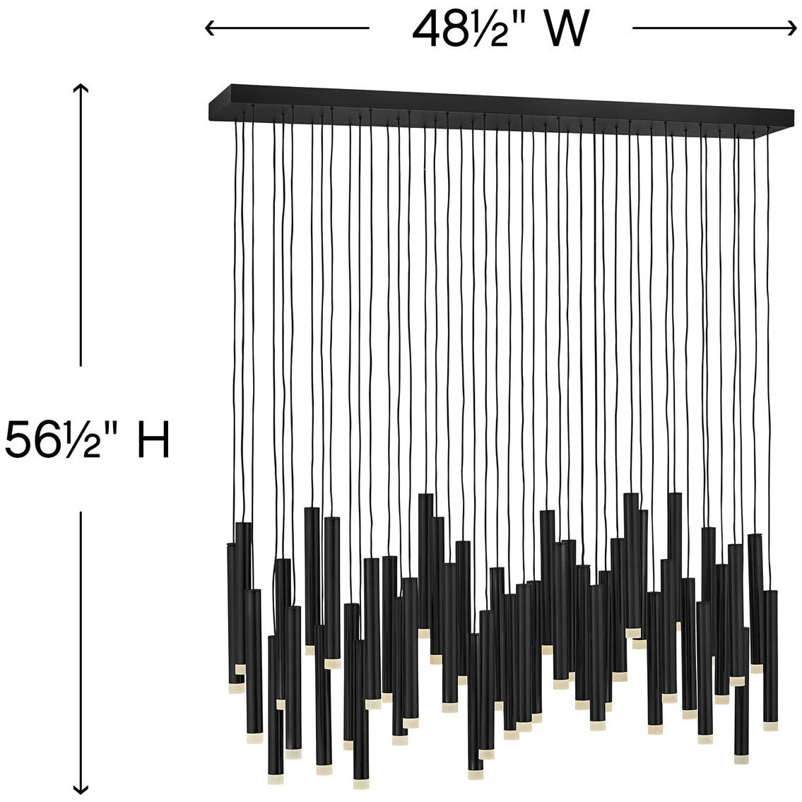 Harmony LED 48 inch Black Chandelier Ceiling Light, Linear & Oval