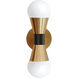 Fortuna 2 Light 5 inch Aged Brass with Matte Black Decorative Wall Sconce Wall Light in Aged Brass and Matte Black