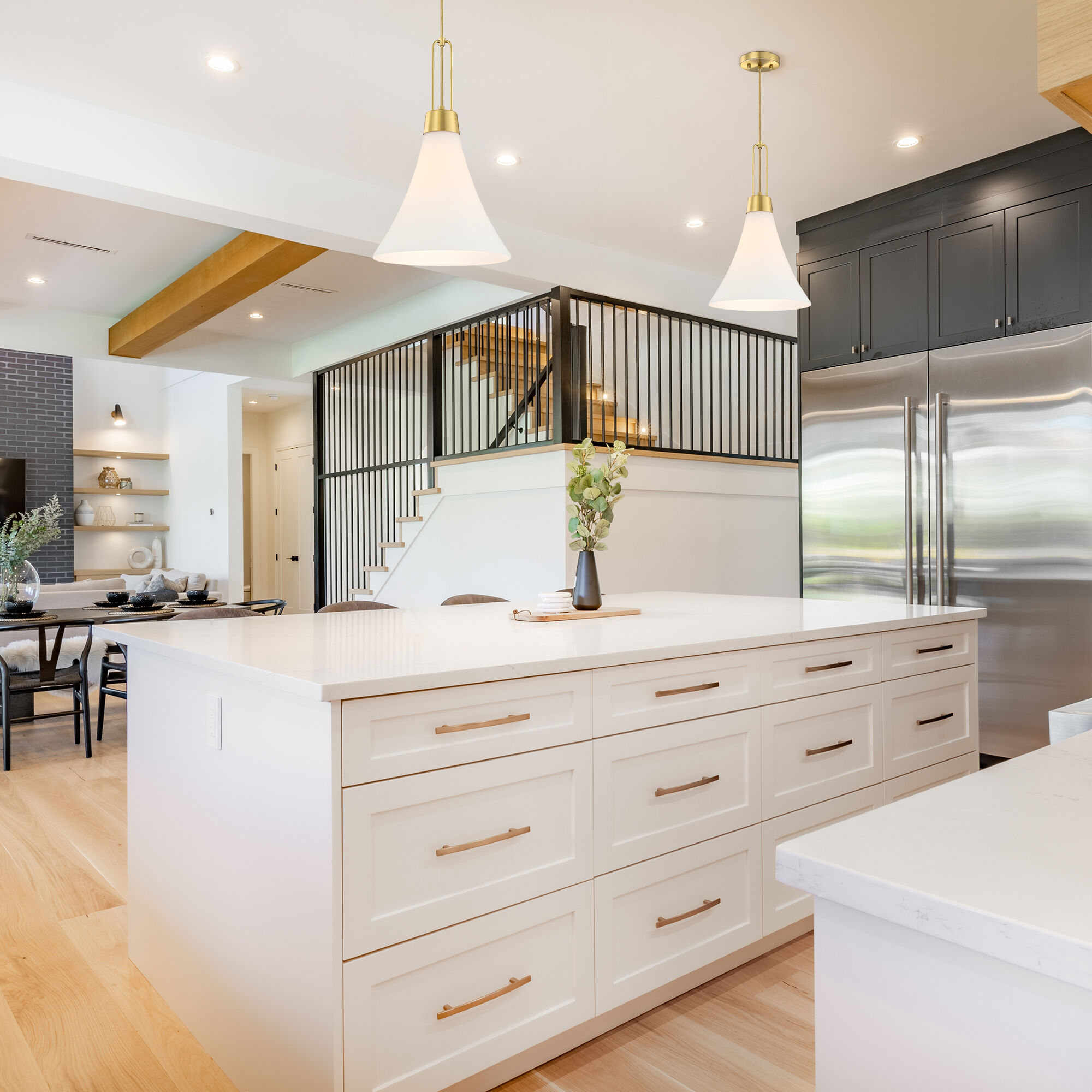 Evergreen Oasis LED 12 inch Brushed Gold Down Pendant Ceiling Light