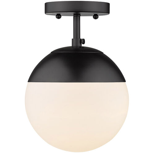 Dixon 1 Light 8 inch Matte Black Semi-flush Ceiling Light, Damp