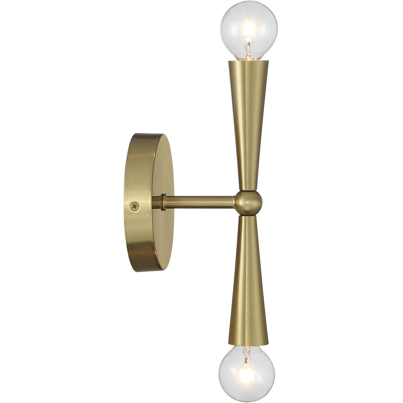 Contemporary 2 Light 4.75 inch Natural Brass Wall Sconce Wall Light