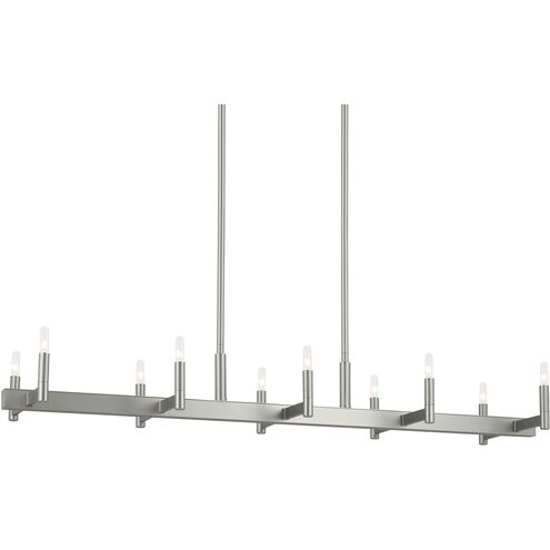 Erzo 10 Light 12.75 inch Satin Nickel Chandelier Linear Ceiling Light, Single
