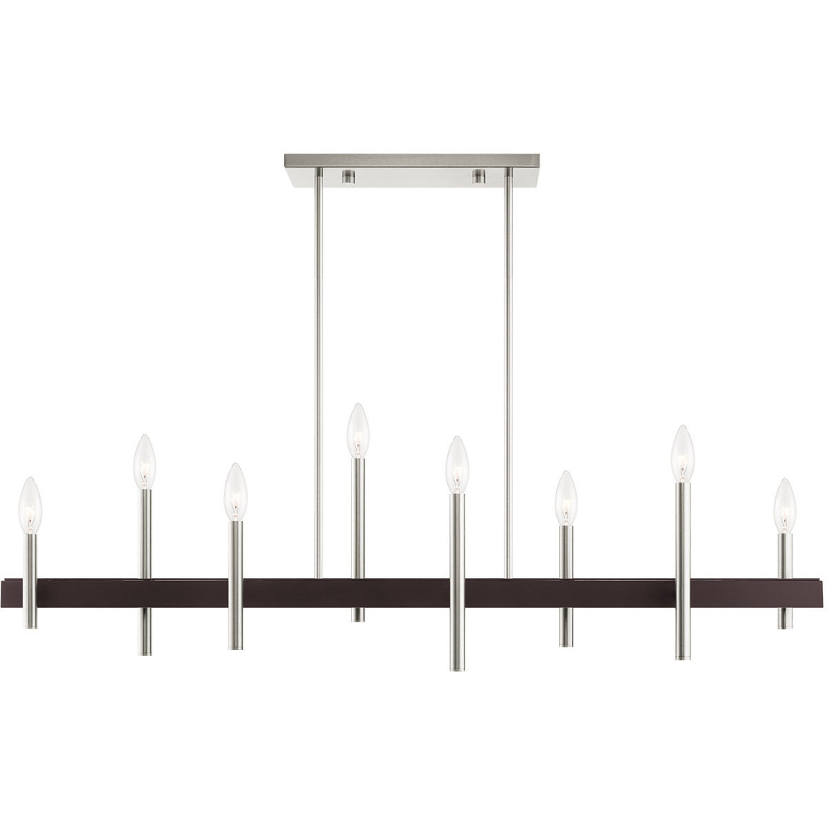 Denmark 8 Light 9 inch Brushed Nickel with Bronze Accents Chandelier Ceiling Light