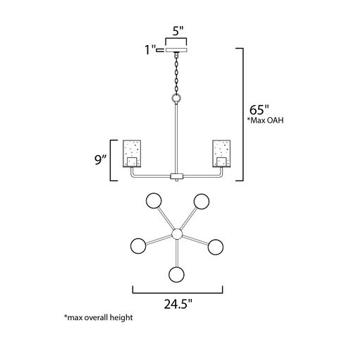 Sleek 5 Light 24.5 inch Satin Nickel Chandelier Ceiling Light