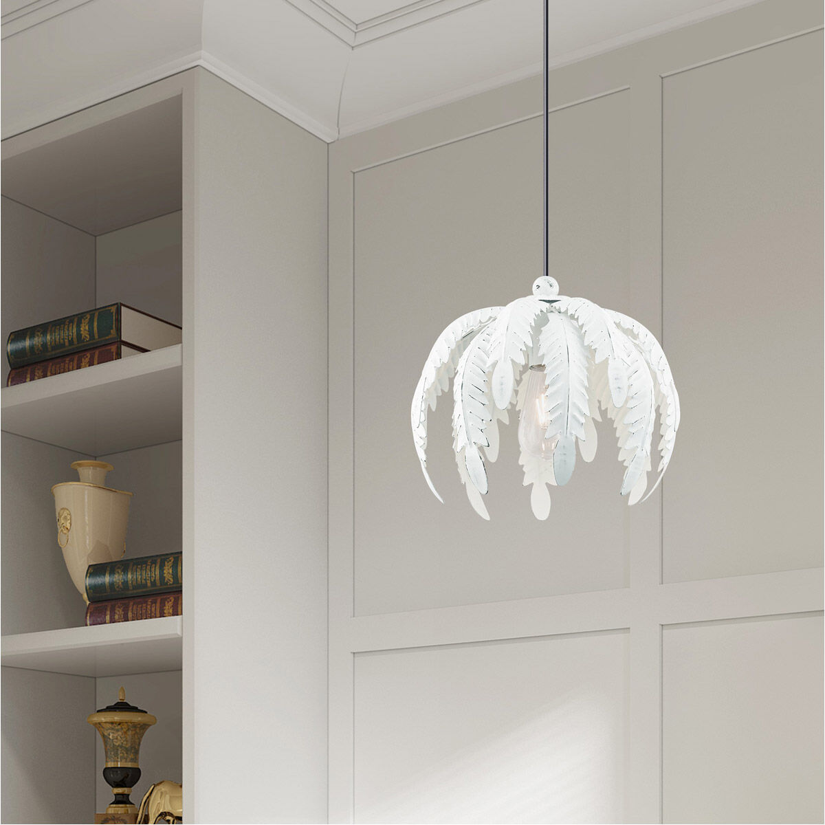Acanthus 1 Light 13 inch Antique White Mini Pendant Ceiling Light