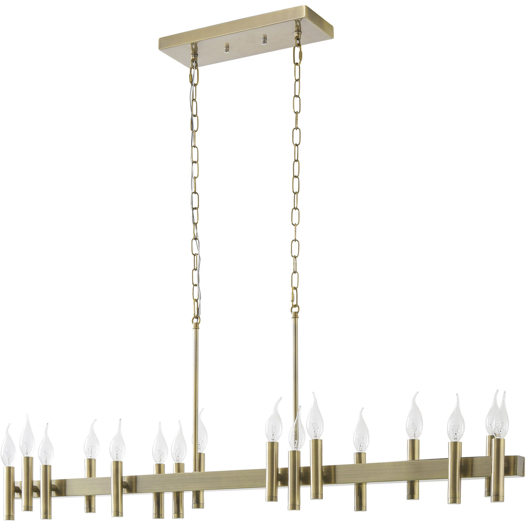Collette 16 Light 48 inch Antique Brass Linear Pendant Ceiling Light in Brushed Brass